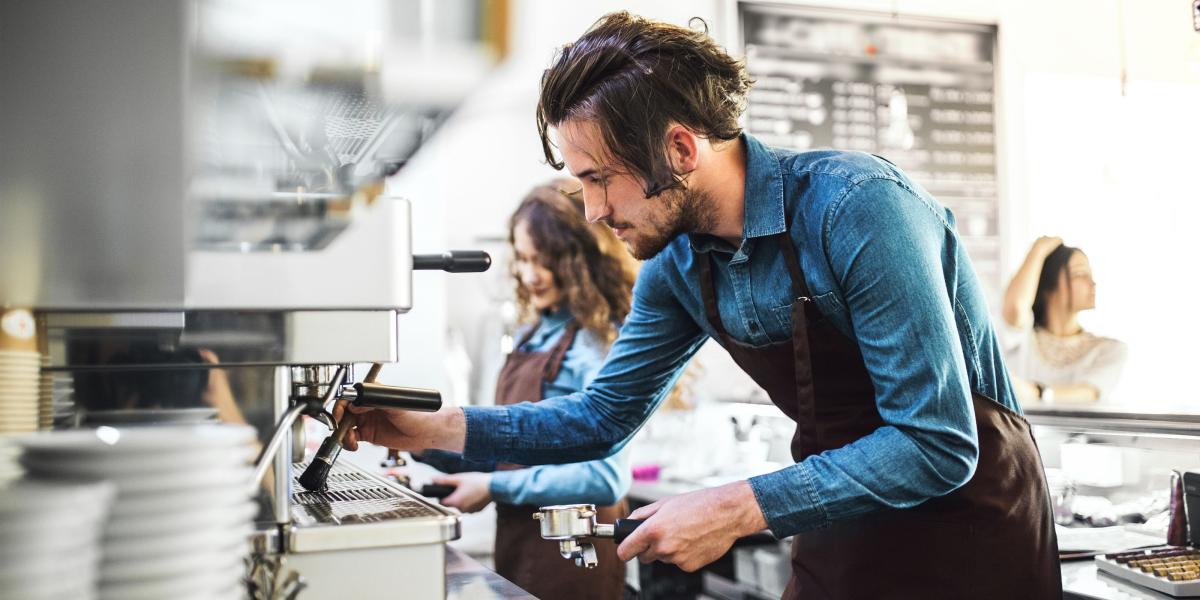 A barista at work