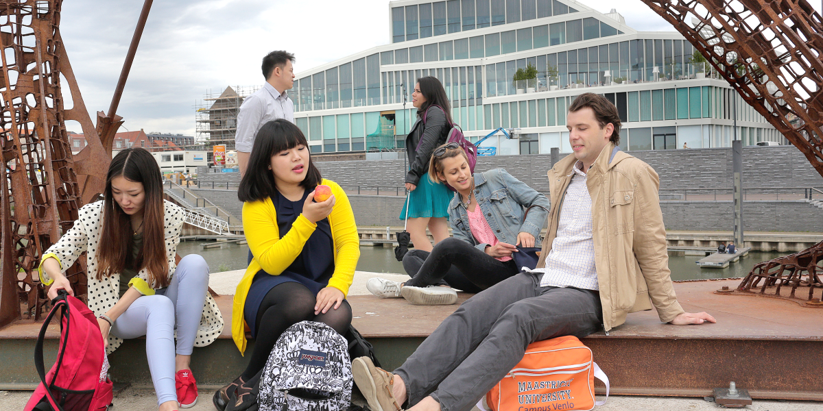 Student chilling outside
