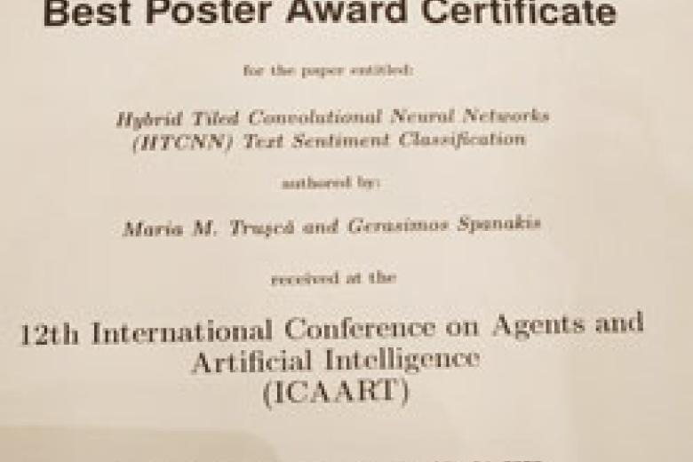 Best Poster Award ICAART2020