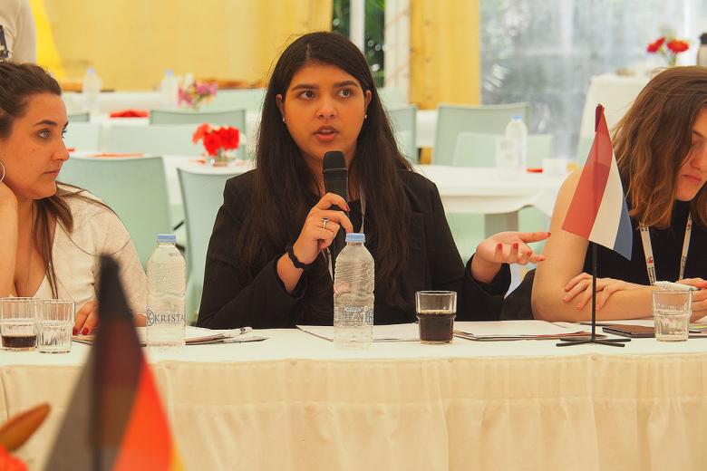 MPP student speaking at 'Integrate Together for a Better European Future' conference