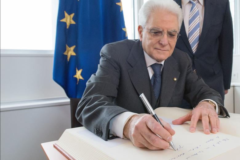 Italian President Sergio Mattarella at the European Parliament