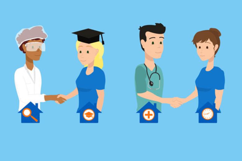 ABOARD visual of medical professionals shaking hands