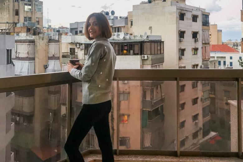 Zakia Dimassi on her balcony in Beirut