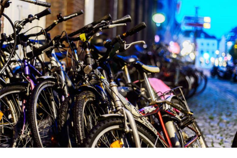 Bikes parked in front of a student house
