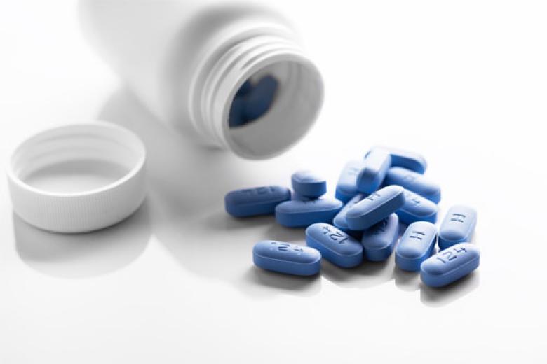 Bottle of PreP HIV profylaxis pills