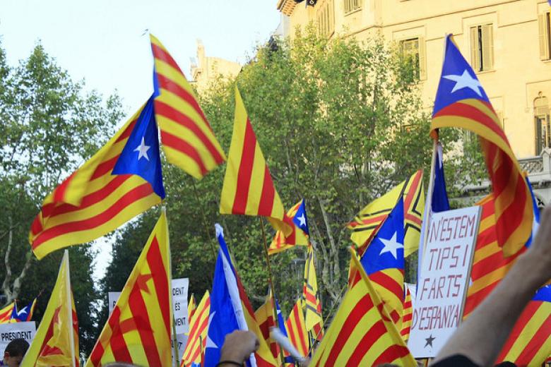 Protestors backing Catalan independence during a demonstration on 11 September 2012: The status of the region has emerged as an increasingly contentious issue in the past few years