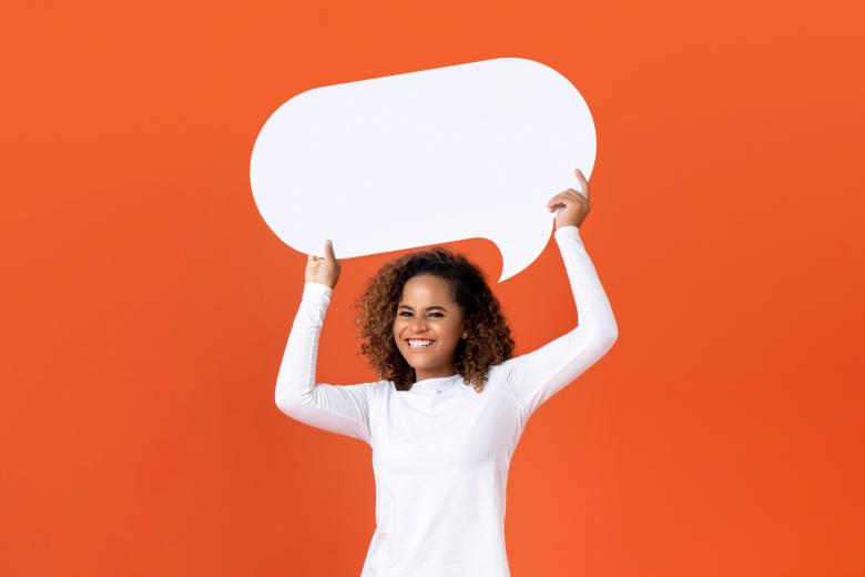 Highschool panel girl with speech bubble