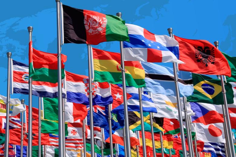Flags of different countries from all over the world