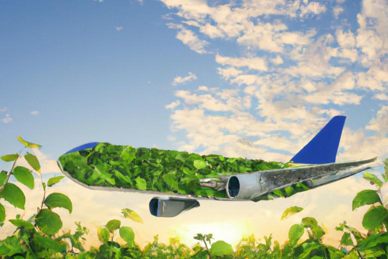 An AI generated image of an Airbus 707 based of many green leaves on a sunset from DALL.E on OpenAI