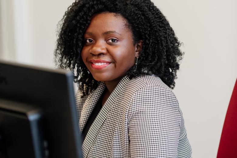 Nozizwe Dube in her office