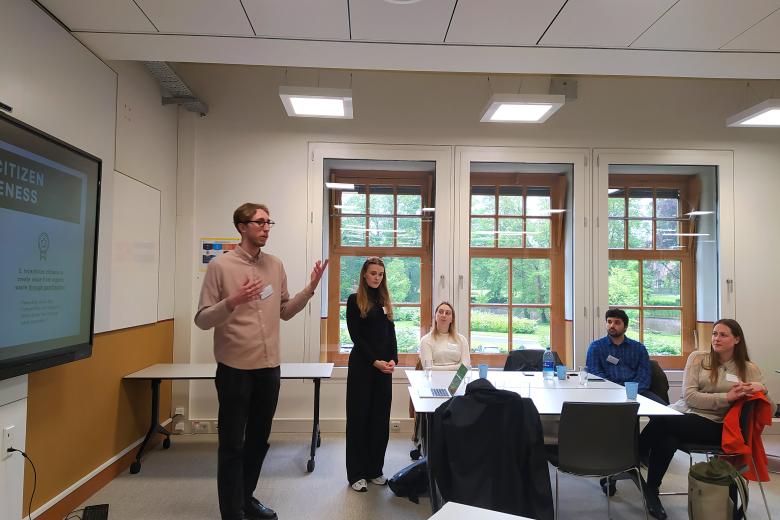 students presenting in a classroom