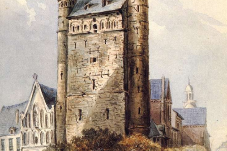 Tekening van onze lieve vrouwe kerk in Maastricht