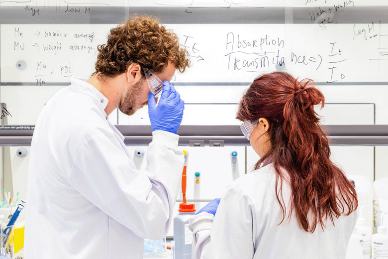 Two students in the lab