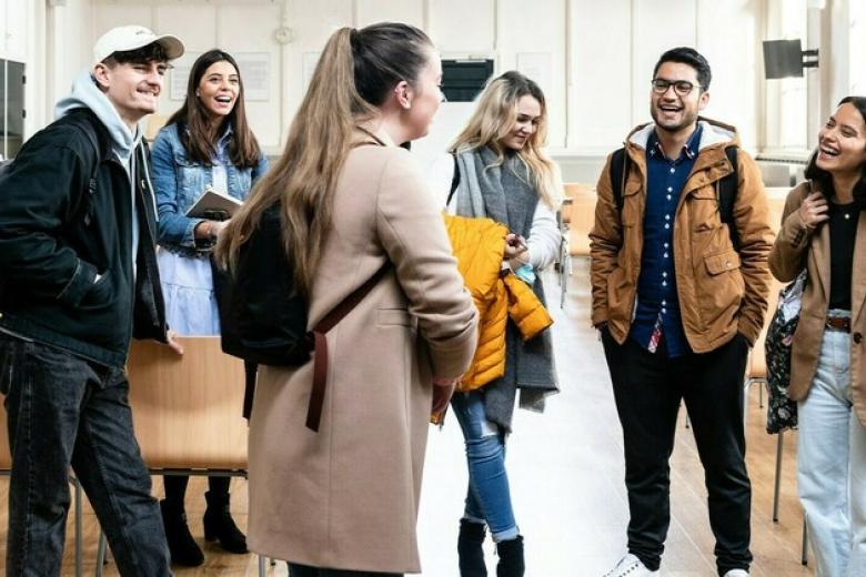 students talking