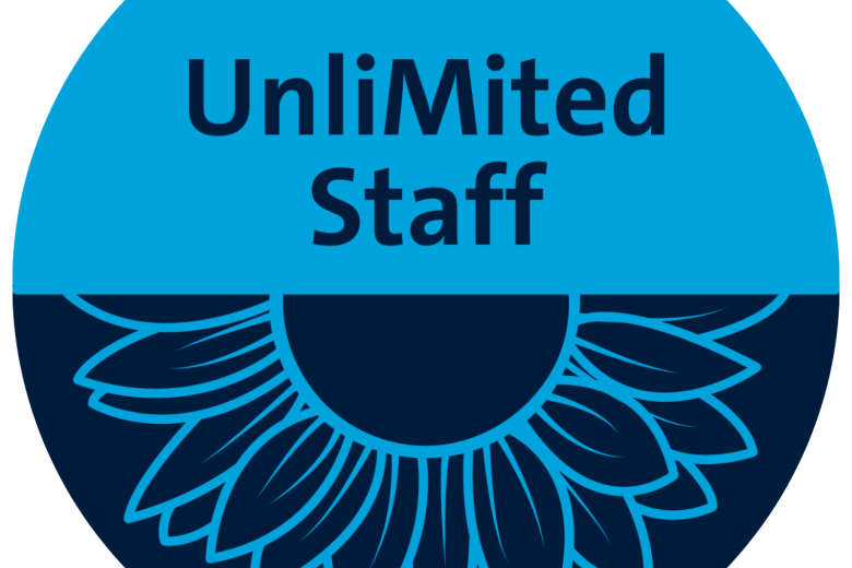 UnliMited Staff Round profile in blue and navy with sunflower