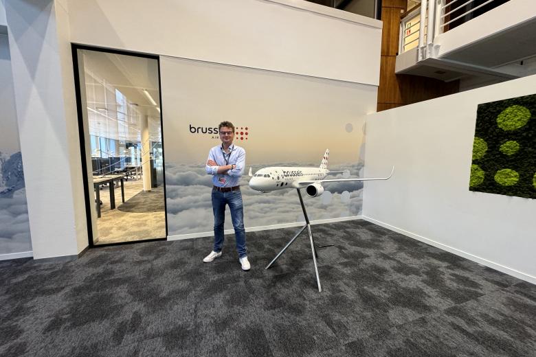 Charles Brichet and model plane