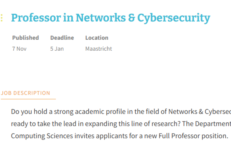 Professor in Networks & Cybersecurity