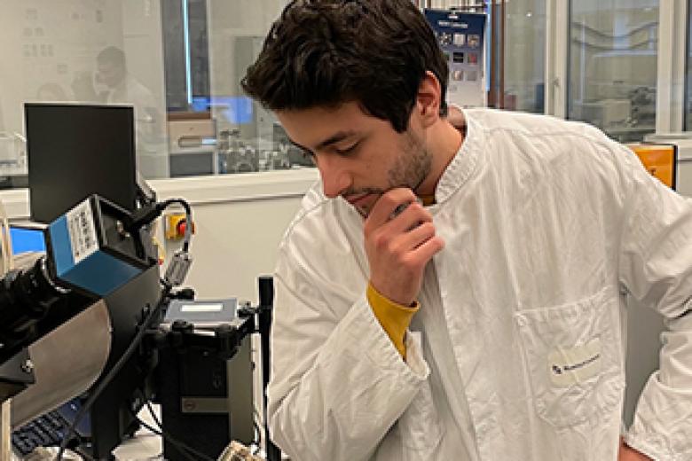 Student checking machine in the lab