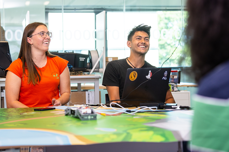 Students in robot lob
