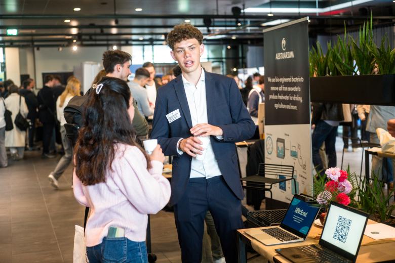 People talking at event
