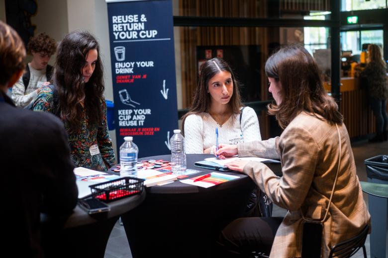 People talking at event