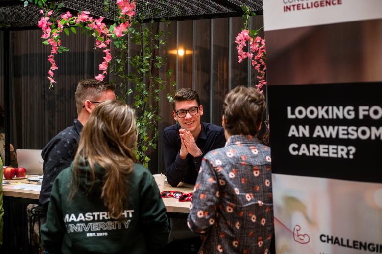 People talking at event