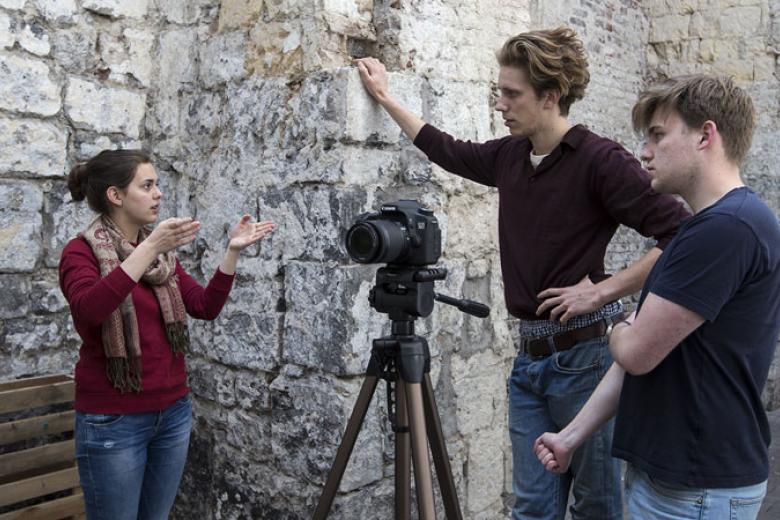 Student doing a filming project