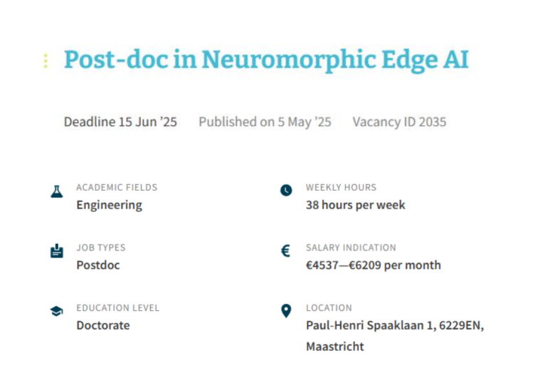 Post-doc in Neuromorphic Edge AI