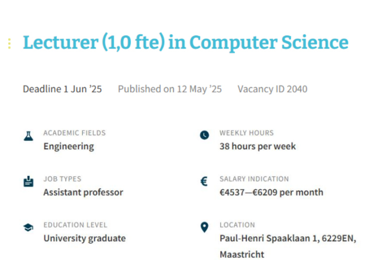 Lecturer (1,0 fte) in Computer Science
