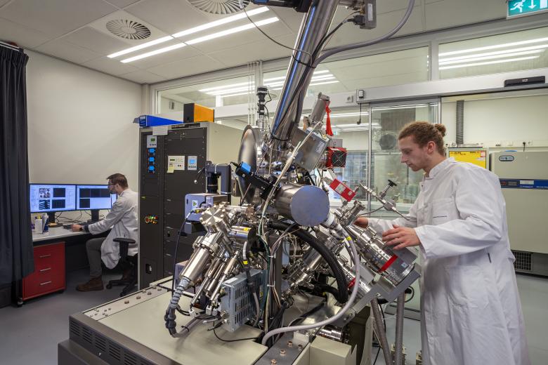 Student working on machine