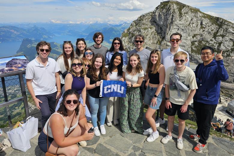 CES students from Christopher Newport University at Mount Pilatus during a study trip in Switzerland