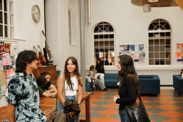 Students having a conversation