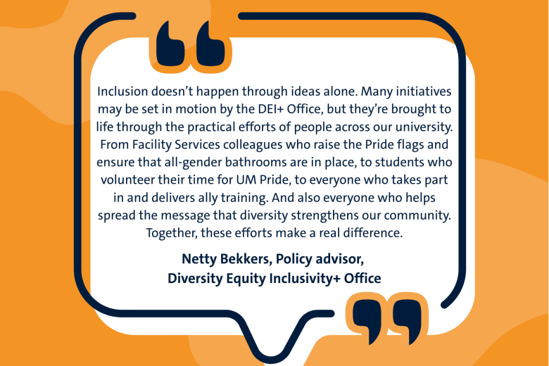 UM raising Pride flag year-round quote Netty