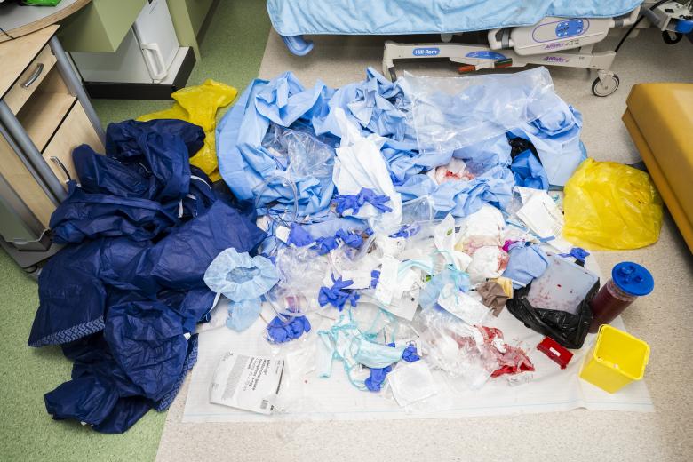 Pile of plastic waste as a result of a single operation in Zuyderland Hospital Heerlen