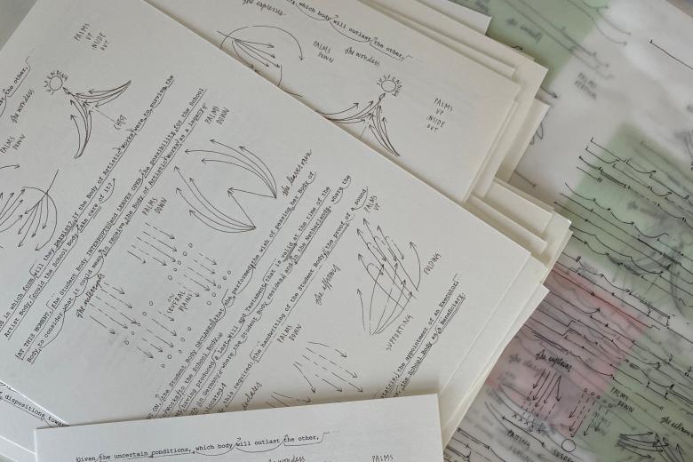Performance documentation Last Will and Testament (2023). Merian Art & Science Lab of UCM (University College Maastricht). Image courtesy of Valentina Curandi
