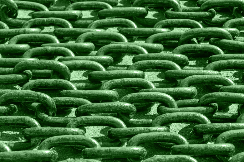 Green metal chains