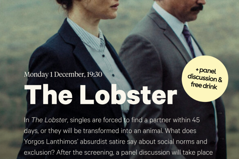 Promotional poster for the screening of The Lobster by the MYA at Lumière
