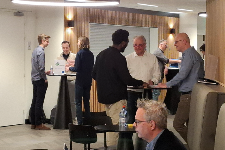 People talking at event