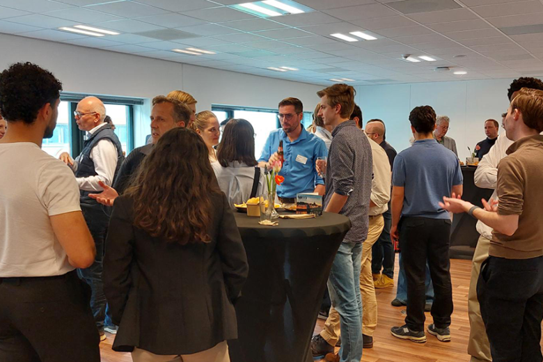 People talking at event