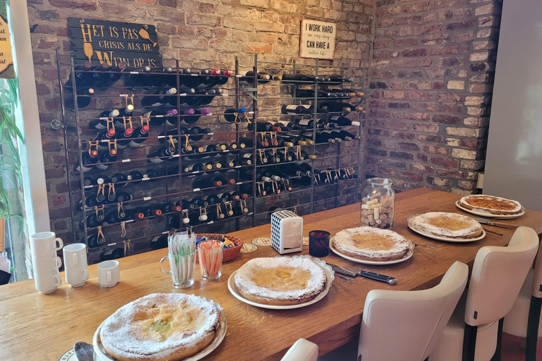 Pies on table