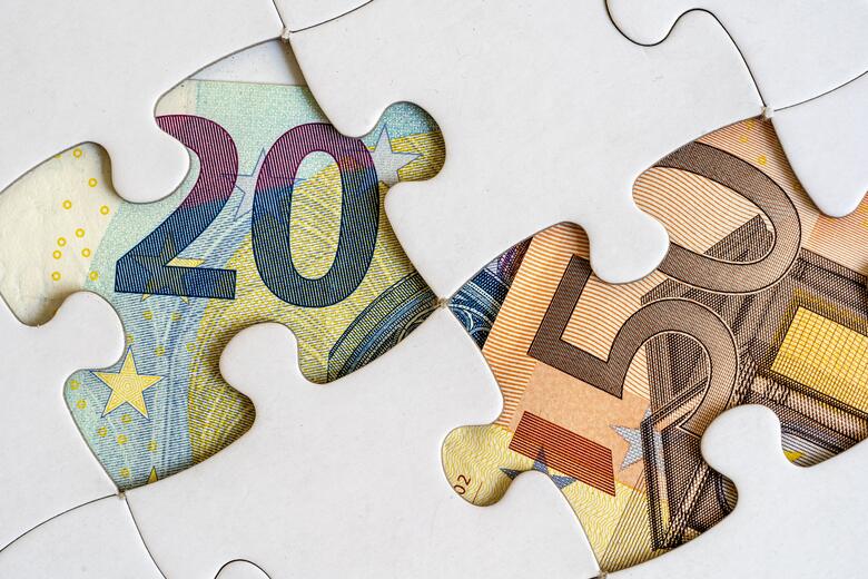 Eurobiljetten in een puzzel