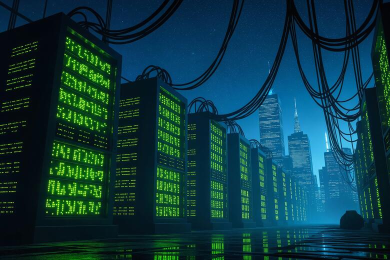 big data computers linked with cables